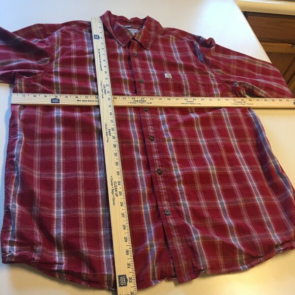 Carhartt Button Down Shirt Mens 2XL Red Plaid Relaxed Fit Rugged Western - Picture 8 of 10